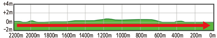 新潟芝2200m(内回り)起伏図